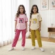 Girls' jersey and trousers set baju budak perempuan set baju jalan budak perempuan