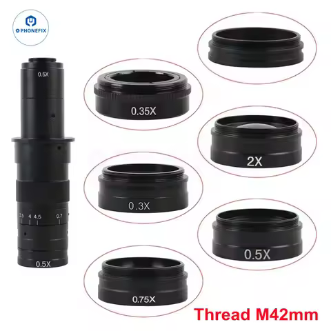 0.3X 0.35X 0.5X 0.7X 1X 2.0X Optical Glass Auxiliary Barlow Lens M42 Objective For 120X-500X C-Mount