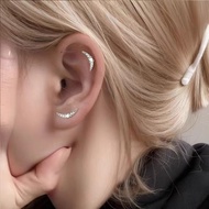 Sterl Sterling Silver Earrings Crescent Earrings Crescent Earrings Screws High-End Edge Unique Uniqu