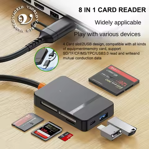 8 in 1 USB Card Reader 3.0 Card Reader SD Micro SD TF CF MS U Disk Compact Flash Card Adapter for La