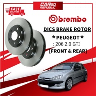 Brembo Rotor Peugeot 206 2.0 GTI Front (Depan) & Rear (Belakang) Disc Brake Rotor 100% Original