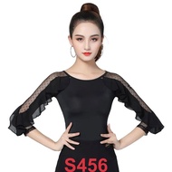 (Doubl) Women's Dancesports Dance Shirt (S456) - Black