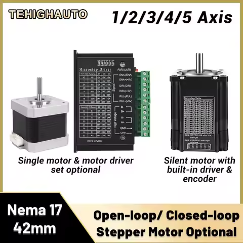 Nema17 42mm Stepper Motor 1/2/3/4/5 Axis Integrated Closed-Loop Motor Driver Silent Encoder Motor 0.