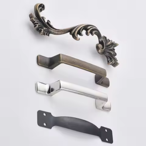 Jingmao Hardware New Antique Strip Zinc Alloy Drawer Cabinet Wardrobe Leaf Handle Hole Spacing 75mm/