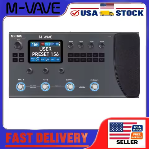 M-VAVE MK-300 Guitar Multi-Effects Processor with 3.5 Inch Screen, 150s Looper, 128 Amps Battery for
