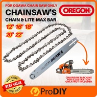 12" 16" 18" 20" 22" OREGON/OGAWA Chainsaw Chain Rantai Lite-Max Guide Bar Chainsaw Ogawa Chainsaw Sparepart Guide Bar