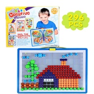 296Pcs/Set Mushroom Nail Puzzle Peg Board DIY Mosaic Kit Education Kids Toy set