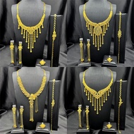 24K Gold Color Jewelry Sets for Women Wedding Dubai Tassel Necklace Earrings Bracelet Ring Nigerian 
