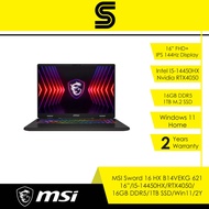 MSI Sword 16 HX B14VEKG 621 Gaming Laptop - 16" QHD+ IPS 1440Hz/I5-14450HX/16GB DDR5/512GB SSD/RTX40