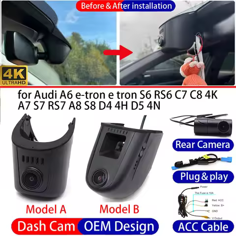 Dash Cam for Audi A6 e-tron e tron S6 RS6 C7 C8 4K A7 S7 RS7 A8 S8 D4 4H D5 Front Rear 4K DVR Drivin