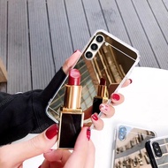 Fashion Rose Gold Silver Mirror Silicone Case For Samsung Galaxy S20 S21 S23 FE A54 A34 A14 5G Note 10 20 S10 Plus S10e Note 20 Ultra Note8 Note9 Luxury Back Makeup Girls Cover