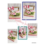gubahan frame mas kahwin + bekas cincin (rusty pink+soft pink+gold)