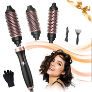 3 in 1 Thermal Brush, 3 Temp Up to 410°C Curling Brush Curling Iron, 1.25/1.5/1.75" Detachable Therm
