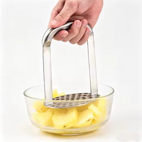 Stainless Steel Manual Potato Masher - Heavy Duty Potato Press for Mashed Potatoes, Baby Food, Sweet