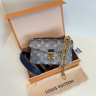 極新✨LV路易威登 限量新款Metis炫彩牛仔老花橫版east-west法棍郵差包 晶片款