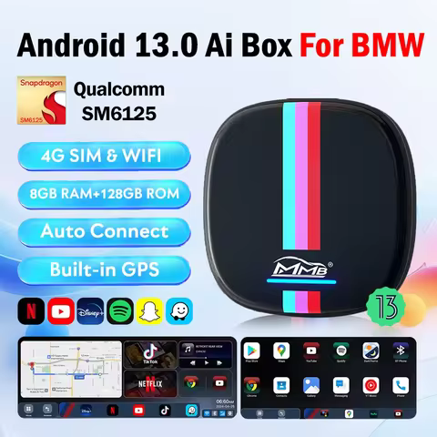 MMB CarPlay For BMW Wireless CarPlay Ai Box 8GB 128GB Android 13.0 QCM6125 with Google Car Multimedi