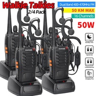2PCS Baofeng 50km BF-888S Walkie Talkie UHF 50w 400-470MHz 888s 250km² Long Range Two Way Ham Radios