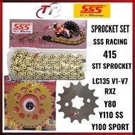 RXZ Y125ZR LC 135 Y110 SS LC135 SSS RACING 415 HEAVY DUTY CHAIN RANTAI GOLD EMAS STT SPROCKET SPOCKE