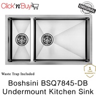 Boshsini BSQ7845-DB Undermount Kitchen Sink. Nano Coating. Waste Trap Included. SUS304 Stainless Steel. Local SG Stock.