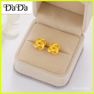 ♞,♘saudi gold 18k pawnable legit Gold Earrings Original Trendy Simple Female Small Earrings Four-Le