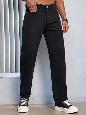 Men's Casual Solid Black Regular fit Jeans