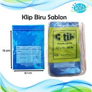 PLASTIK KLIP BIRU SABLON C-TIK 8,7 x 13 cm / Plastik Klip 8,7X13 CM / Ziplock SABLON / KLIP OBAT