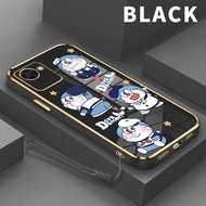 Golden Plated Casing for Realme C30 C30s Narzo 50i Prime C31 C33 C33 2023 C35 Narzo 50A Prime C55 Narzo 50A X XT X2 C21 C21Y C25Y Oppo K3 K5 Doraemon yang lucu Soft Case hp