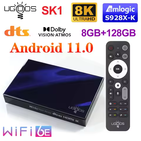 UGOOS SK1 TV BOX Amlogic S928X-K Android 11.0 LPDDR4 8G128G Supoprt Dolby Vision/Audio/ATMOS DTS Sti