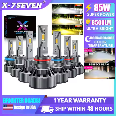 X-7SEVEN X-T1 Plus 85W 8500LM 3 Colors In One CANBUS Car LED Headlight Bulb Lo/Hi Beam H7 9005 9006 