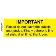 Important Please Do Not Leave Cubicle Label Sticker 210mm x 70mm Voltlim SKU 1163