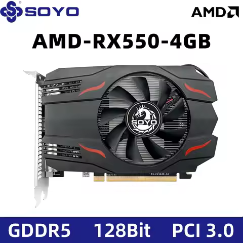 SOYO AMD Radeon RX550 4GB GPU GDDR5 14nm For Desktop PC Games Video RX560 Graphics Card 128bit RX 55