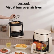 Lexcook Visual Air Fryer AF301 Flip Household 360° visible turn over air frying pot 4L Multifunctional Baking Frying french fries machine Integrated full automatic Electric Fryer Air Oven Nonstick pan Roaster Electric oven fryer Gift