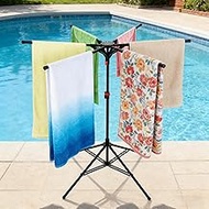 Pool Towel Rack Outdoor, Adjustable 51-71 Inch Freestanding Pool Float Storage Rack, 4-Legged Stand 