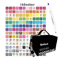 【ZU store】 Ginflash Brush & Fine Comic Art Markers Brush Pen Sketch Alcohol Based Markers Dual Head