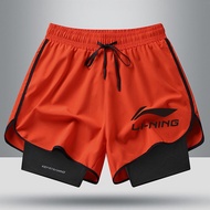 Li Ning quần soóc bóng rổ 2024 New Mỹ thêu quần soóc bóng rổ lỏng Capris người đàn ông và phụ nữ quầ