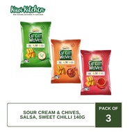 Pack of  3 Flavours Sunbites Grain Waves Chips 140g | Sour Cream & Chives | Salsa | Sweet Chilli