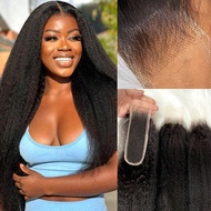 1PC 2x6 Ture HD Ren Closure Chỉ Tóc Người Thẳng Kinky Dành Cho Phụ Nữ Tóc Người Thẳng Kinky Nguyên C