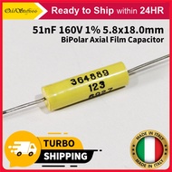 51nF 160V 1% BiPolar Axial Film Capacitor