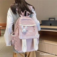 Cute school bag girl Large Capacity rabbit bagpack asthetic school backpack pink 可爱书包 beg sekolah bu