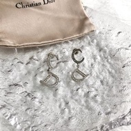 【日本直送 名牌中古包】Christian Dior 克裡斯汀‧迪奧 耳環 銀色 CD 標誌 萊茵石 vintage tm6szb