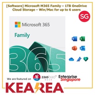 Microsoft M365 Family – 1TB OneDrive Cloud Storage – Win/Mac for up to 6 users – 1 year subscription