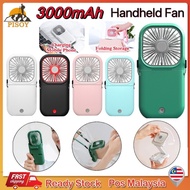 Kipas Mini Portable Fan Hanging 3 Speed Neck Fan Folding Fan USB Charging Mini Fan Murah 3000mAh