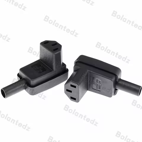 Bolantedz 1pcs C13 Power Plug 90 Degree Angled IEC 320 C13 Female Plug AC 10A 250V Power Cord Cable 