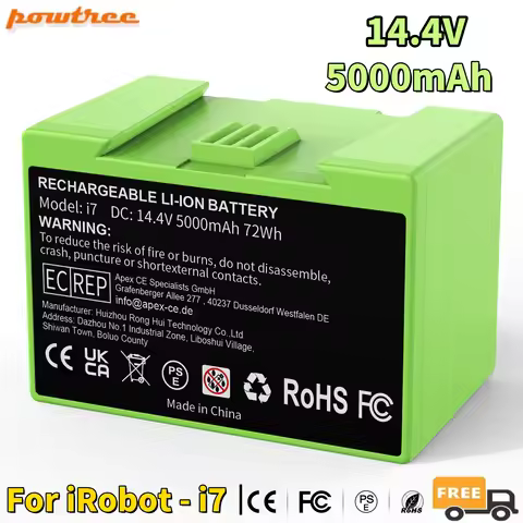14.4V 5000mAh i7 Battery Replacement for iRobot Roomba e and i Series i7+ e5 7150 7550 i3 3150 i3+ 3