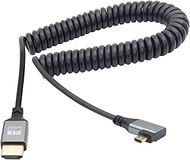 RIIEYOCA 90 Degree Right Angle UHD 4K Micro HDMI Male to HDMI Male 18Gbps High Speed 2.0 Extender Coiled Cable Supports 4K@60Hz,1080p,ARC,3D,for Laptop,DVRs,HDTV,Roku Ultra Stretchable to 1.5M/5FT