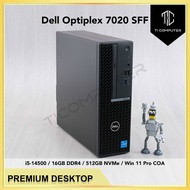 Dell Optiplex 7020 SFF Intel i5-14500 16GB DDR5 RAM 512GB NVMe SSD Win 11 Pro Used Desktop