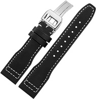 GANYUU 22mm The Top Leather Watch Band For IWC IW326201 / IW377701 Big Pilot Series Genuine Leather Watch Strap (Color : Blue Light Blue, Size : 22mm)