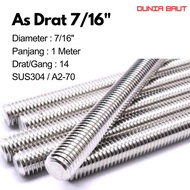 Asdrat 7/16" Long Threaded/ 7/16" Stud/ 7/16"Bolt Threaded Axle 7/16" x 1 Meter Stainless SS304/SUS3