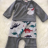 🔥READYSTOCK 🔥 BAJU MELAYU ROMPER KELABU GREY BABY BOY 3M 6M 9M