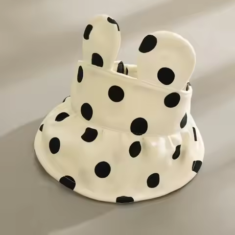 New Bunny Ears Dot Hats Cute Little Bear Outdoor Beach Hat Travel Accessorie Adjustable Cap Toddle U